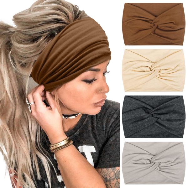 Haarband Damen Boho Stirnbänder Weiche Haarbänder 18 cm Breite Stirnband Elastische Kopfband Haarschmuck für Frauen und Mädchen