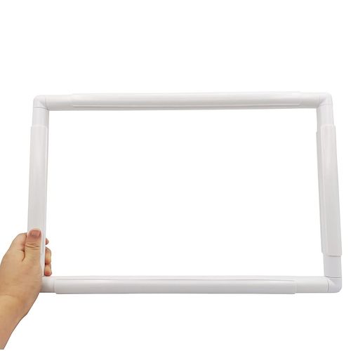 17 X 11" Plastic Cross Stitch Frame Square Embroidery Hoop White DIY Sewing Tools Sewing Hoop Handhold Craft Clip Embroidery Snap Frame Hoop for Cross Stitching Quilting (17 X 11")