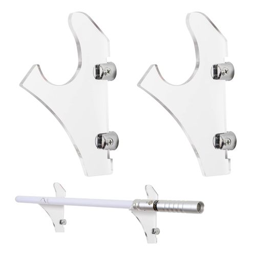 Lightsaber Stand,Lightsaber wall mount horizontal-katana sword wall mount display-Samurai Sword wall mount black plexiglass-Lightsaber wall mount vertical,Clear Plexiglass (lightsaber not included)