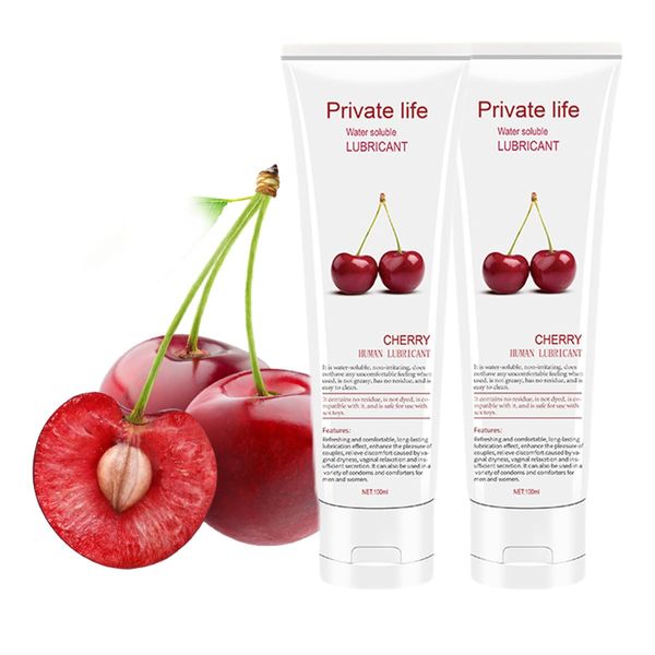 Cherry Flavor Lubricant Lotion, Lickable Lubricant, Water Soluble Lubricant Jelly, Adult Lubricant Jelly for Couples Mood, Cherry Plant Blend, Fruit Flavor Lubricant Gel (100ml/2pcs)