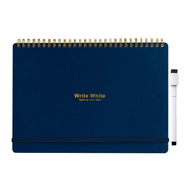 Gakken Sta:ful ww White Whiteboard Notebook, B5, Navy