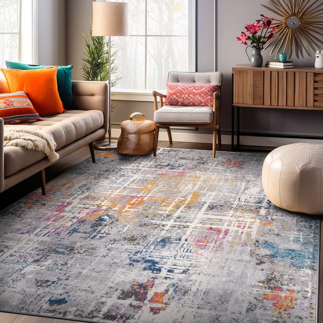 Rugshop Area Rugs 5x7 Carpets for Sale Distressed Abstract Stain Resistant Rugs