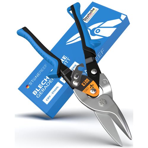 Tin Snips Straight Cut - [int. millimetre scale] - Metal Scissors for Drywall, Trapezoidal Sheet, Metal, Wire Shears for Wire Mesh, Sheet Metal Cutter, Metal Shears, Sheet Metal Cutter