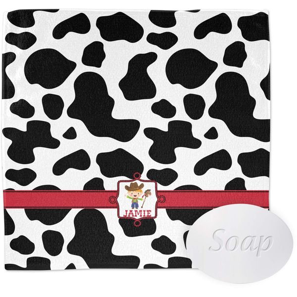 Personalized Cowprint w/Cowboy Washcloth