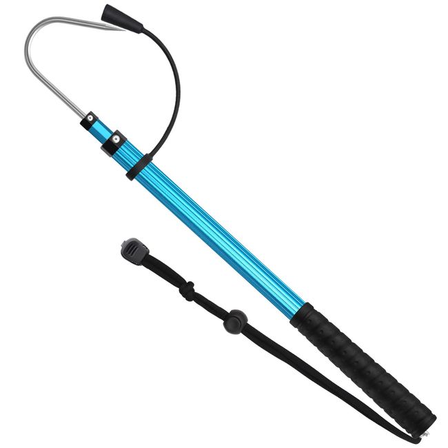 SANLIKE Gaff, Fishing Gaff, Aluminum, Telescopic, Fishing, Shore Gaff, Sea Bass, Blue Fishing, 35.4 inches (90 cm), Telescopic Spec, Fish Gaff, (SC-88-Blue)