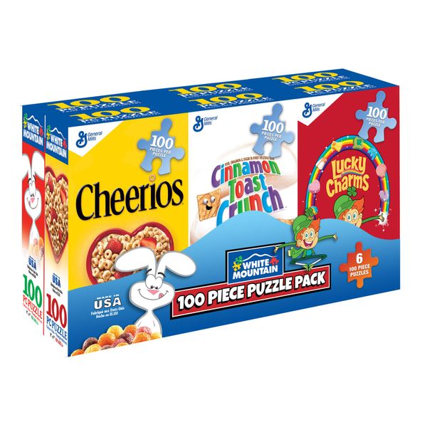 White Mountain Puzzles Mini Cereal Boxes - 100 Piece Puzzles - Six Pack of Puzzles