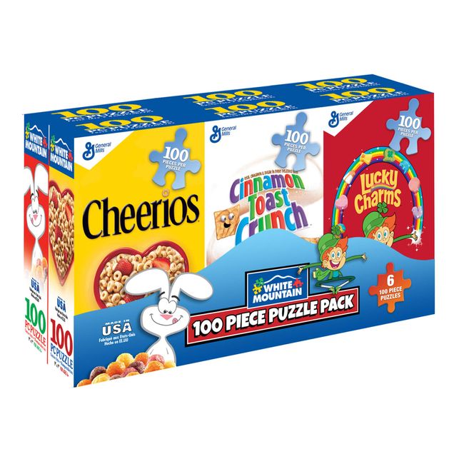 White Mountain Puzzles Mini Cereal Boxes - 100 Piece Puzzles - Six Pack of Puzzles