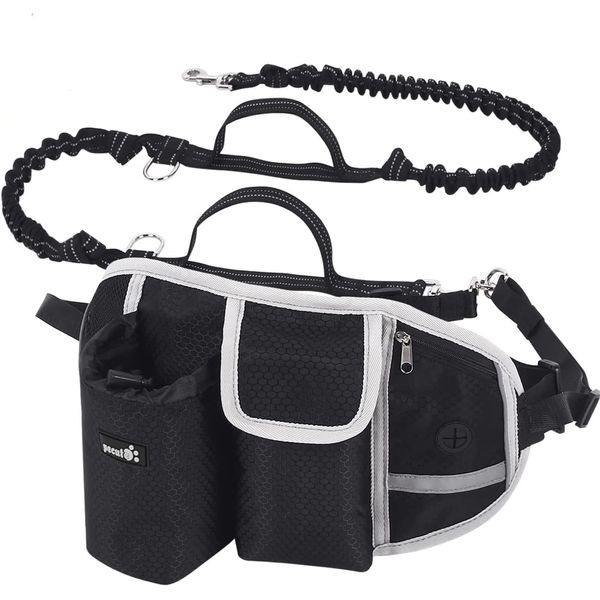 Pecute Hundleine mit Bauchgurt, Joggingleine Hunde Laufgürtel für Große und Mittelgroße Hunde, Leine Hund mit Gürteltasche, Elastische Laufleine für Hunde, Dog Leash für Laufen, Joggen