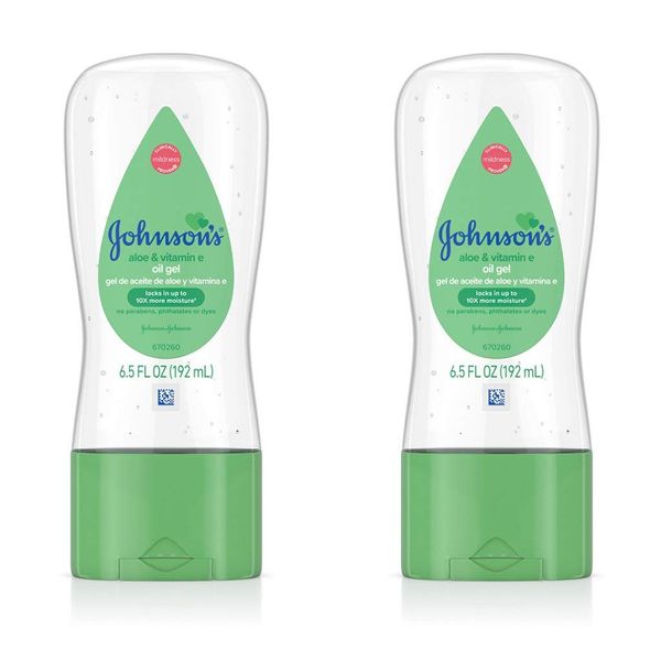 Johnson's Baby Gel Oil with Aloe & Vitamin E, 6.5 Ounces (Pack of 2)