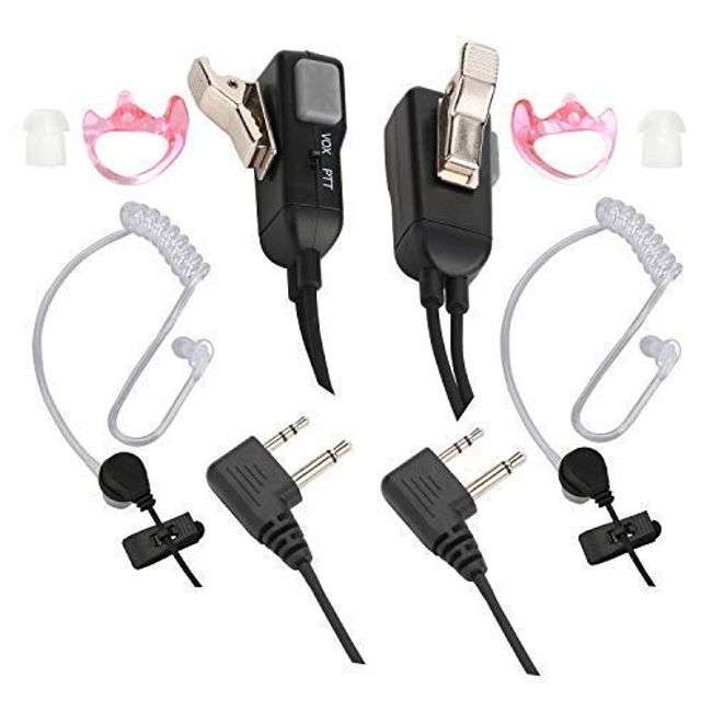 Reyinl RYL13 Two Way Radio Headset Noise Canceling Transparent Security Earpiece for Midland GMRS/FRS Radios with PTT/VOX – Pair