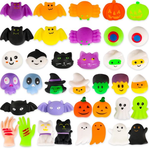 MGparty 38pcs Halloween Squishies Toys for Kids Halloween Party Favors Halloween Goodie Bag Fillers Prizes Halloween Decorations Stress Relief Toys for Adults