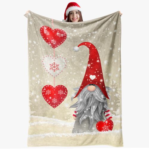Christmas Gnomes Throw Blanket, Xmas Gifts 320GSM Blanket, Fluffy Cozy Soft Warm Plush Lightweight Decorative Blanket Quilt for Bed Chair Couch Sofa (Christmas Elves 1, 80"x60")