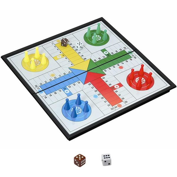 KOKOSUN Ludo Magnetic Folding Board Game Set-9.8”,Family Fun Gift for Kids (Right Angled)