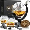 Whisiskey – Whiskey Decanter – Globe - 900 ml – Whiskey Carafe Set - Gifts for Men – Inc. 4 Whiskey Stones – Spout – Glass Stopper and Pliers