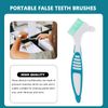 Healifty 4 Pcs Hard Denture Brush Double Sided Toothbrush Multi- Layered Bristles Fake Teeth Cleaning Brush Denture Care (Green)