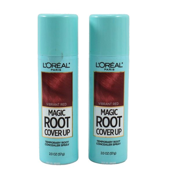 2 PACK L'Oreal Paris Magic Root Cover Up Temporary Concealer Spray, Vibrant Red