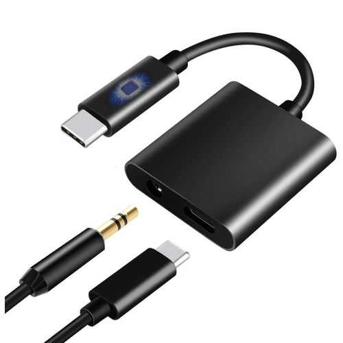 USB-C Headphone Adapter Earphone 3.5mm Jack Compatible with TCL NxtPaper 11/Tab 11, Charger Port Splitter Mic Support Hands-Free Type-C