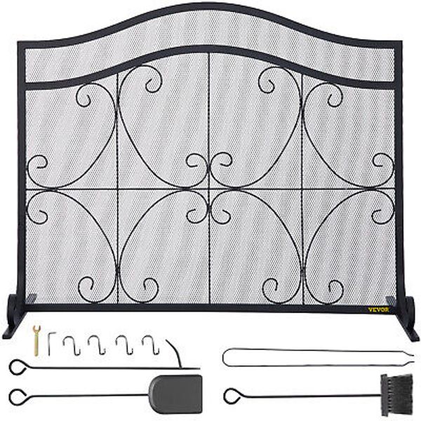 Fireplace Screen Spark Guard Protector Single Panel Free Standing Home Decor