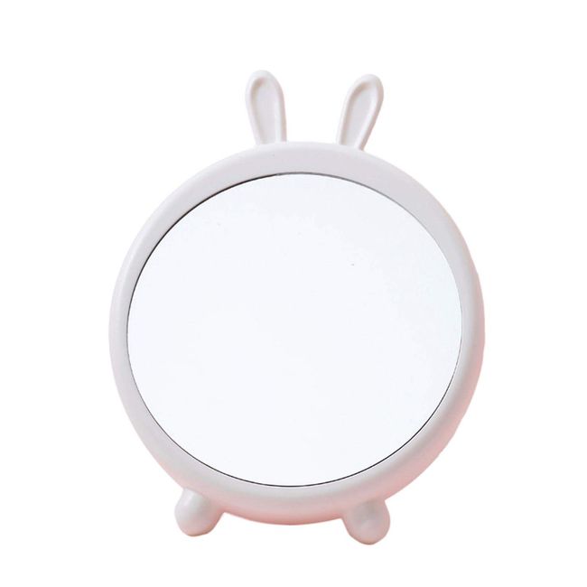 Queen-b Rabbit, Tabletop Mirror, Stand, Mirror, Cute, Stylish, Interior, Wall Hanging, Girls, Makeup, Desk, Desktop Gift, Present (White)