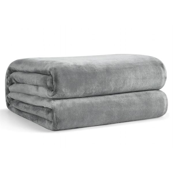 EHEYCIGA Fleece Blanket Grey Throws for Sofas Fluffy Warm Soft Blanket for Bed Settees Armchairs, Fit All Season, Single, 130x165cm