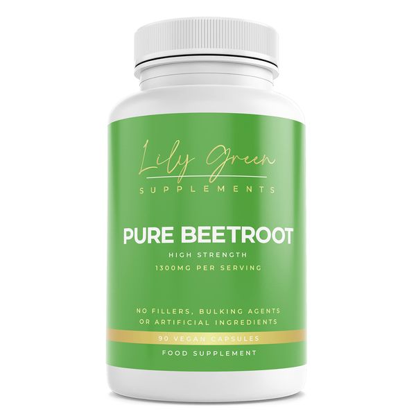 Lily Green | Pure Beetroot 1300mg per Serving | 90 Vegan Capsules | Nitric Oxide Boost | Rich in Vitamins & Minerals | High Strength | No Artificial Additives | Made in UK