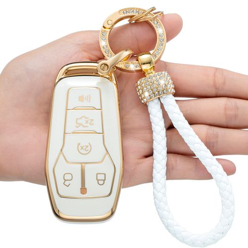 LCXJMWKL for Ford Key Fob Cover,Compatible with Ford Fusion Mustang F150 Edge Explorer Lincoln MKZ MKC MKX Smart Key Premium Soft TPU Anti-dust Full Protection