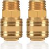 Oumuik 2-Pack 1/2 Inch Brass Compressed Air Coupling / Connection Quick Coupling Socket Plug AG Brass Fitting