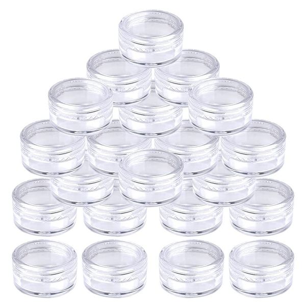 kuou 50 Pcs Empty Plastic Cosmetic Jars, 5ml Sample Containers Pots Bottles with Clear Lids