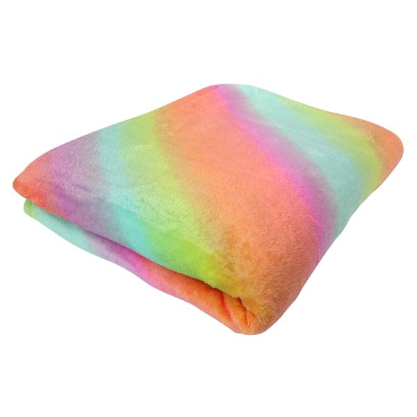 Live It Style It Fleece Blankets For Girls, Soft Fluffy Throw For Kids, Unicorn Gifts For Women, Cosy Blanket Chairs Sofa (Pastel Rainbow)