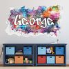 Graffiti Wall Sticker - Personalised Name Rainbow Broken Wall (90cm Width x 50cm Height)