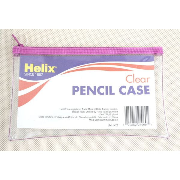 Helix medium clear pencil case 200x125mm - Pink zip