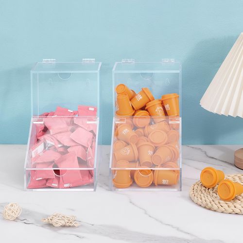 GerayMer Laundry Pods Container, Acrylic Laundry Room Decor with 2 Lid, Candy Dispenser Organizer, Dishwasher Pod Holder for Home, Laundry Room, Kitchen Stand or Wall Mount