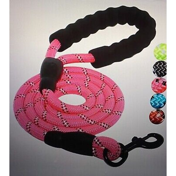 5 Feet Premium Reflective Pet Dog Leash Durable Water Resistant Nylon  Pink