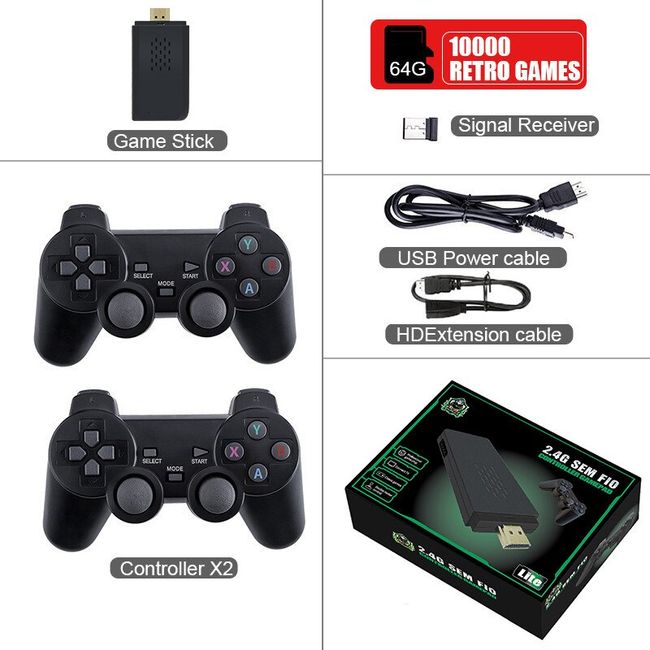 Video Game Console 64G Built-in 10000 Games Retro handheld Game Console  Wireless Controller Game Stick For PS1/GBA Kid Xmas Gift