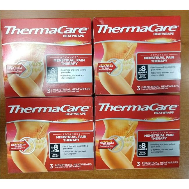 4 Boxes of 3: ThermaCare Menstrual Heating Pad Pain Relief (Exp 6/24) - R6P6