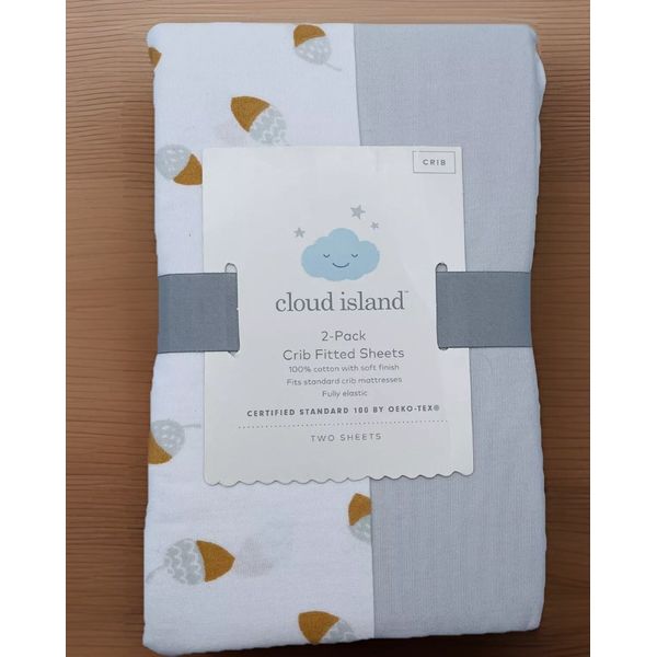 Fitted Crib Sheet Acorns - Cloud Island - 2pk