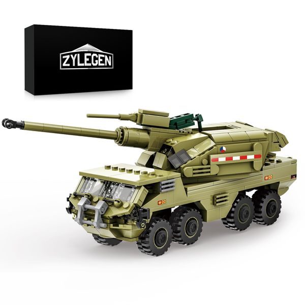 ZYLEGEN Military Vehicles Toy Building Set, Armored Vehicles Building Kit, Wars Army Battle Car Constrction Building Block for Kids and Adult (425PCS)