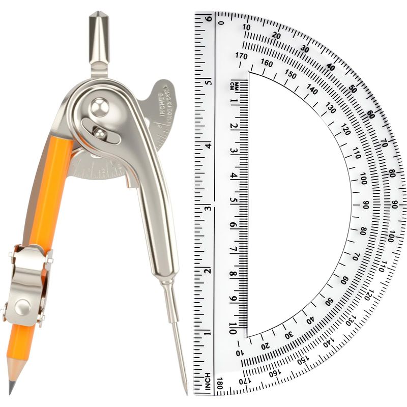 2 Pack Geometry Tool Set, Math Compass for Geometry and 6 Inch ...