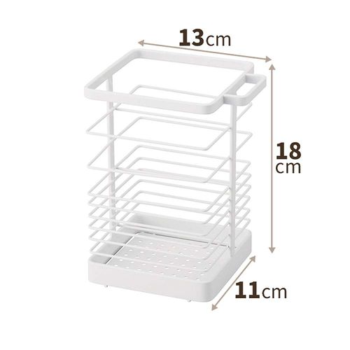 Tenma Upright Tool Stand for Kitchen Tools, Rust-Resistant Design, Can Be Stored Together With Included Kitchen Scissors Holder, Kitchen Tool Stand, White, Approx. 5.1 x 4.3 x 7.1 inches (13 x 11 x 18 cm)