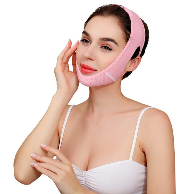 V Lifting Mask V-FöRmig Lifting-Maske,Gesichts Abnehmen Maske V Shape, Doppelkinn-Reduzierer,V Gesicht Wange Anheben Kinn Face Slimming Gesichtsbandage FüR Frauen Anti-Aging（Rosa） (Rosa)