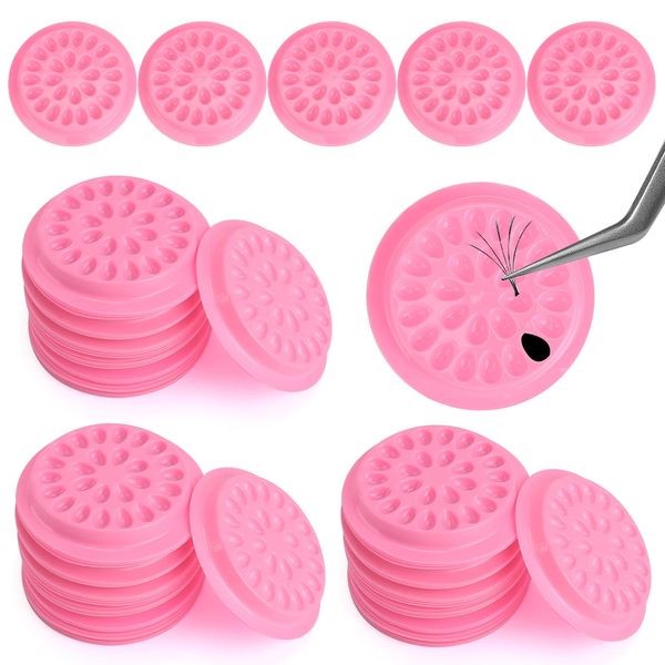 100 Pcs Lash Glue Holder, Eyelashes Glue Holders Lash Tray Holder Glue Rings Lash Trays Disposable Lash Pads Lash Glue Tray Glue Rings for Eyelash Extensions Pallet Pads(Pink)