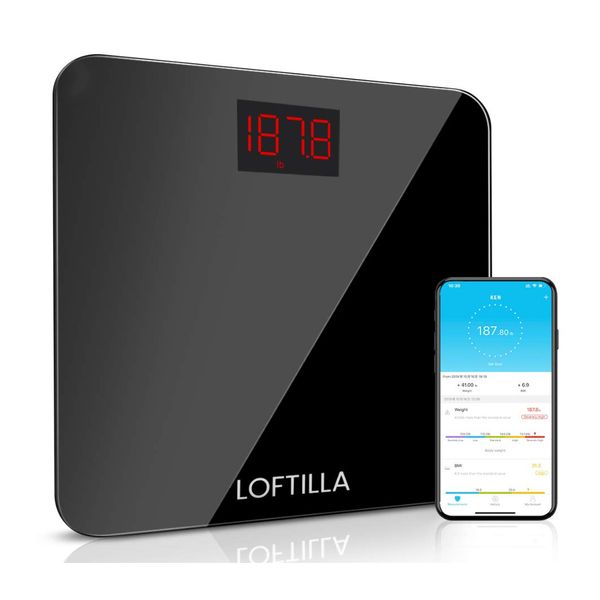 Loftilla Bathroom Scale for Body Weight BMI Scale Black New