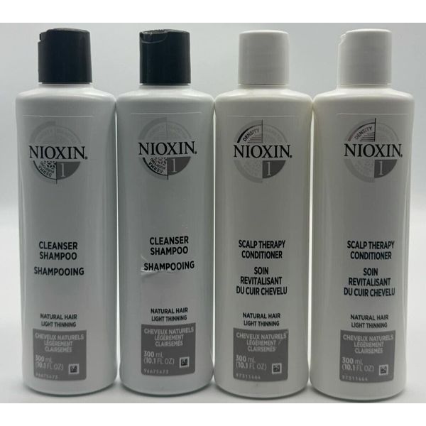4PK Nioxin 1 Scalp Therapy Conditioner & Shampoo SET ~ 10.1 FL OZ EACH ~ READ