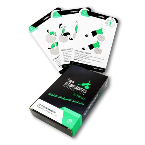 figgrs® Gymball - 57 Training Cards with 50 Fitness Exercises for Versatile Full Body Training with Exercise Ball I Workout Sports Cards Home & Anywhere I From Beginners to Professionals