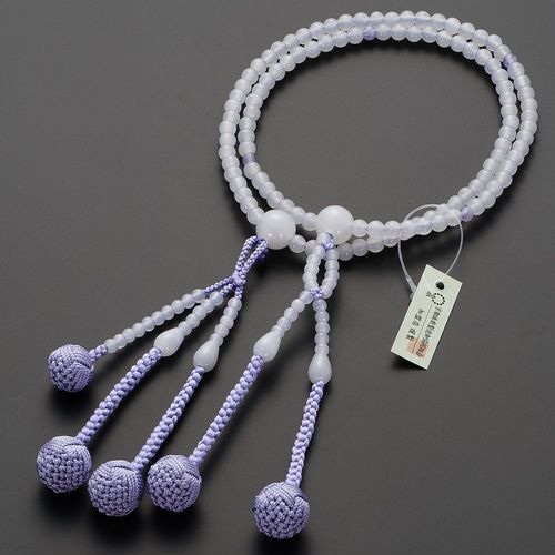 Butsudanya Takita Shoten Rosary Nichiren Buddhist Beads for Women, White Onyx en Shiun Stone, 8 inch, Pure Silk Ganbou ◆ Kyoto Prayer Beads, Honren Beads, Two-wheel Beads, Hokke, Official Prayer Beads, Takita Shoten Issued by Kyo Nenju Beads Manufacturer'