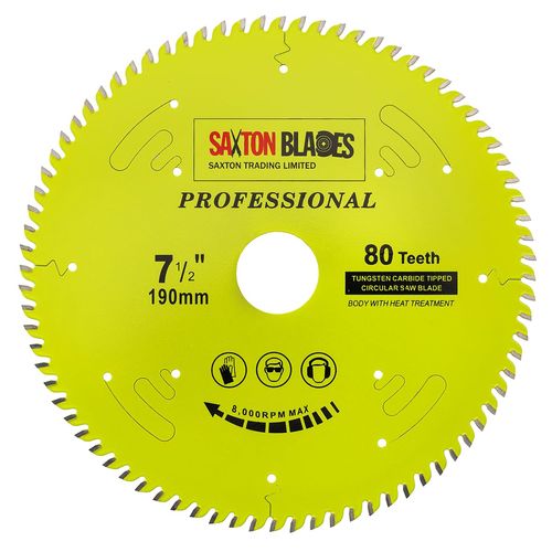 TCT19080TPRO Saxton Professional Range TCT Circular Saw Blade 190mm x 80T x 30mm Bore, 16, 20, 25mm Reduction Rings