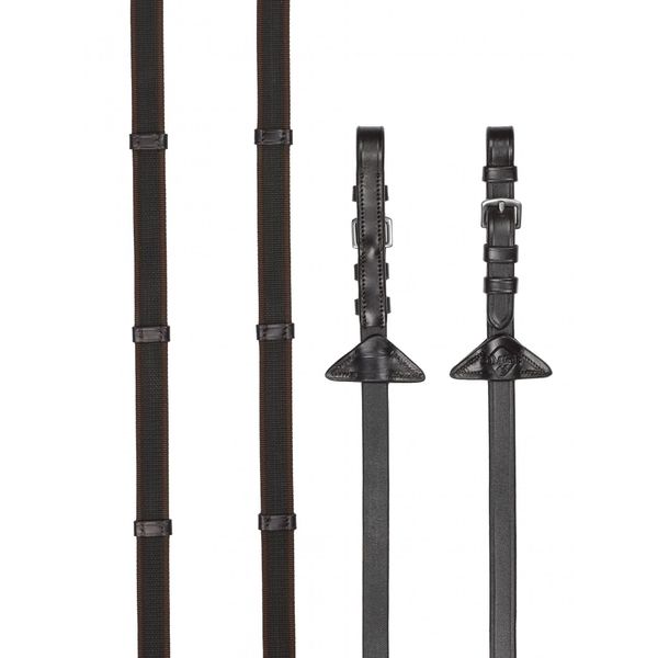 LeMieux Rubber Grip Continental Reins - Brown/Silver Cob