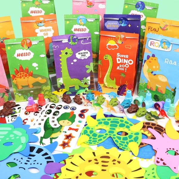 Dinosaur Party Favors, Dinosaur Party Supplies, Dinosaur Goodie Bags for Kids Birthday, Dinosaur Gifts Bags Fillers Pinata Stuffers Toys for Birthday Party, Treasure Box Prizes and Return Gifts