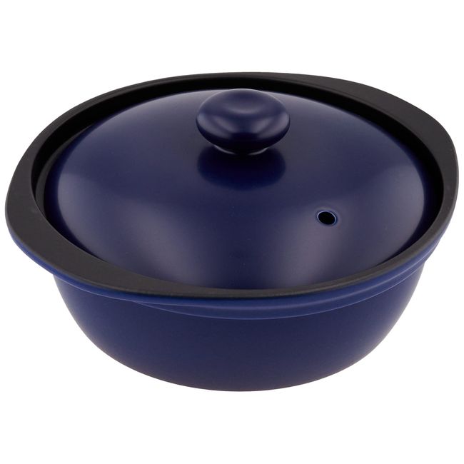 Marusan Kondo 22044 Cook Home Kaluna Clay Pot, For IH Compatible, Navy, S, Lightweight Earthenpot, For 1 Person, 2 People, 33.8 fl oz (1000 ml)