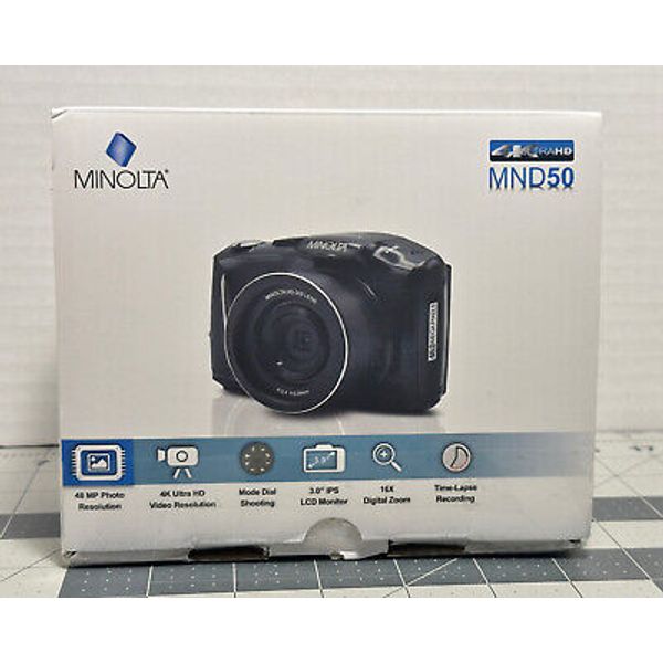 Minolta MND50  48 MP  4K Ultra HD  16X Zoom  Digital Camera, Blue